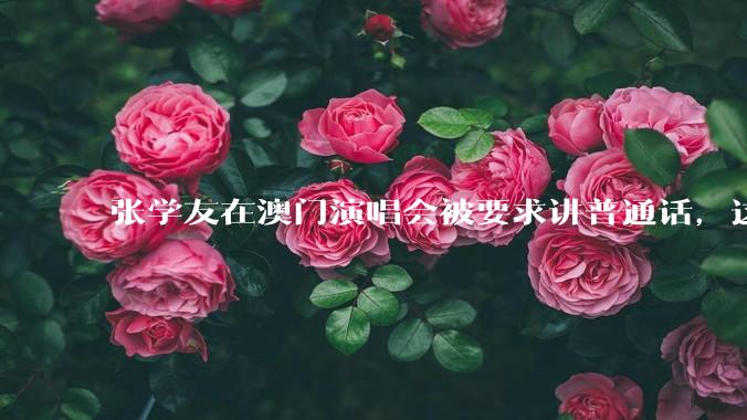 张学友在澳门演唱会被要求讲普通话，这背后反映了哪些文化和社会问题？