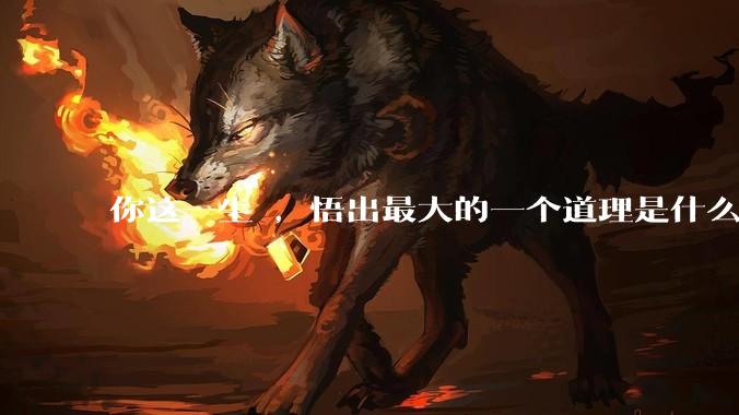 你这一生 ，悟出最大的一个道理是什么 ?